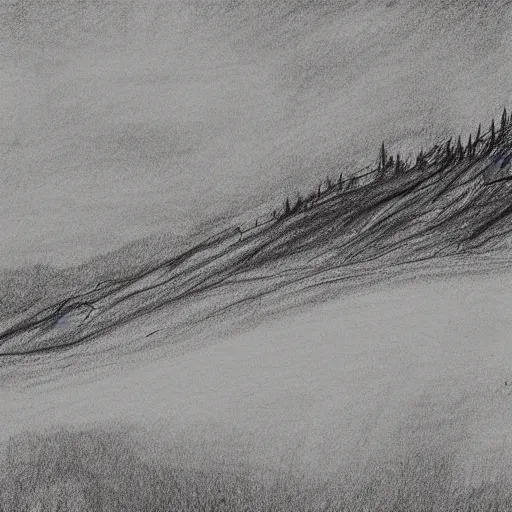 Prompt: Award-winning abstract pencil sketch of the Muskeg