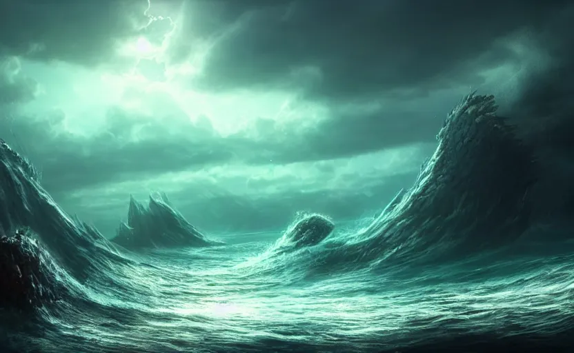 Image similar to a beautiful photo of the monster sea, hyper realistic, natural light, concept art, cozy atmospheric and cinematic lighting