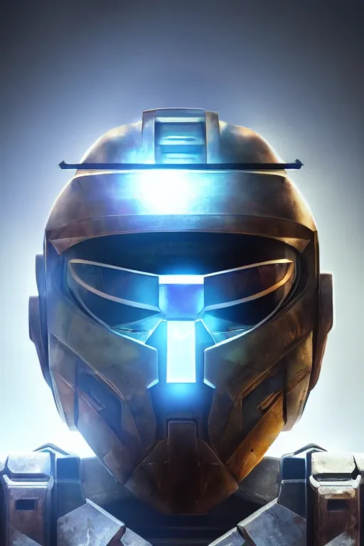 Image similar to robot ninja mask helmet halo master chief radiating a glowing aura global illumination ray tracing hdr fanart arstation by ian pesty and katarzyna da „ bek - chmiel