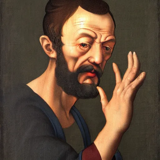 Prompt: portrait painting of surprising Michelangelo di Lodovico with topknot in the style of japanese cartoon