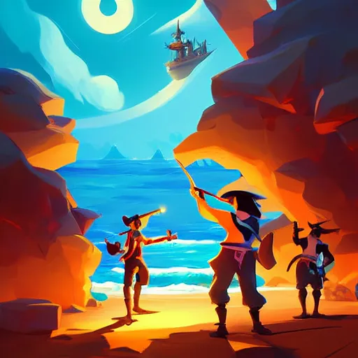 Image similar to painting treasure on sea of thieves game smooth median photoshop filter cutout vector, behance hd by jesper ejsing, by rhads, makoto shinkai and lois van baarle, ilya kuvshinov, rossdraws global illumination