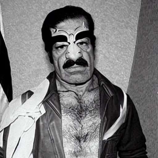 Prompt: saddam hussein as a mexican luchador