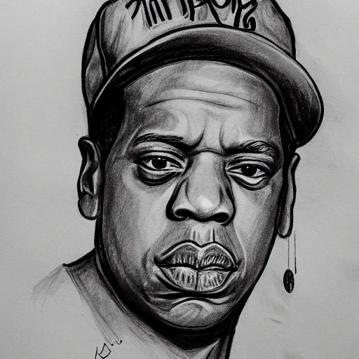 Image similar to jayz, dark ink sketch