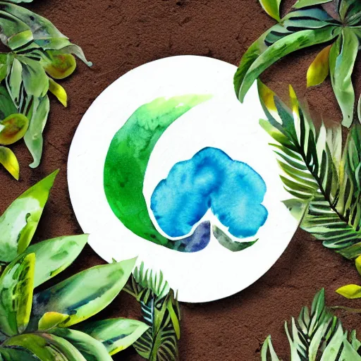 Prompt: watercolor nature logo on white background