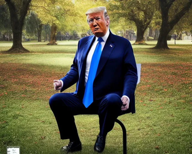 Image similar to award winning 5 5 mm portrait photo of trump as songok, in a park by stefan kostic.