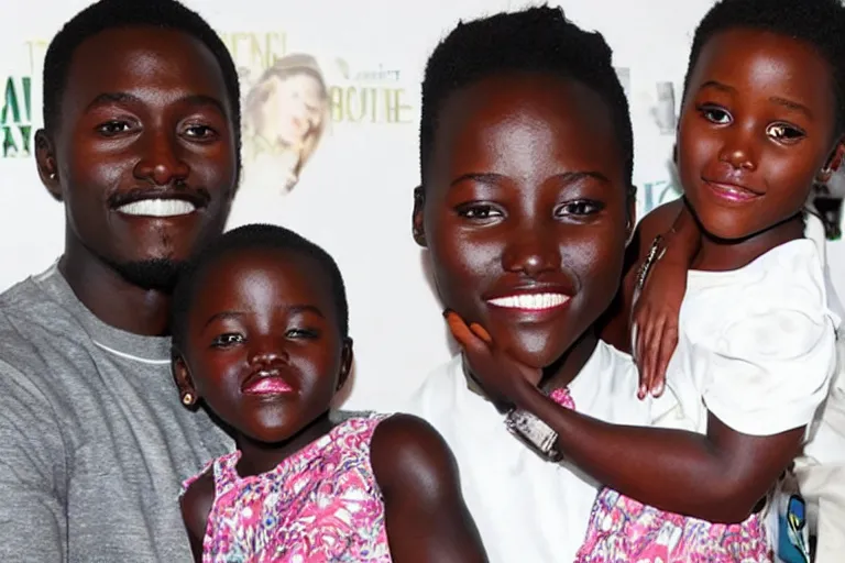 Image similar to lupita nyong ’ o and zack taylor with their child