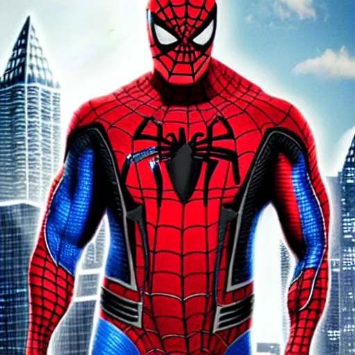 Image similar to dwayne johnson as spiderman