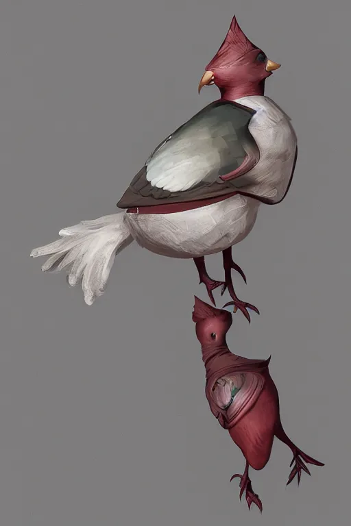 Prompt: Fashionable Anthropomorphic bird concept art by Jason Chan and Willian Murai, 8k, unreal engine