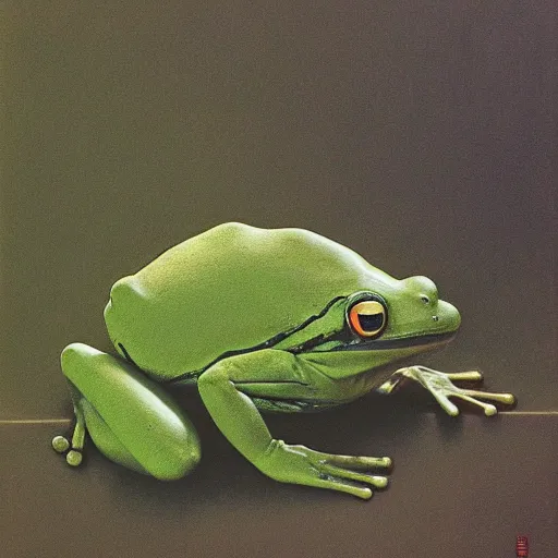 Prompt: frog, painting by Zdzislaw Beksinski