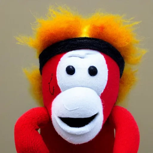 Image similar to Ronald McDonald as a sock monkey