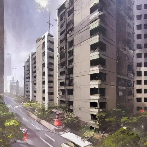 Image similar to a singaporean hdb flat, by greg rutkowski
