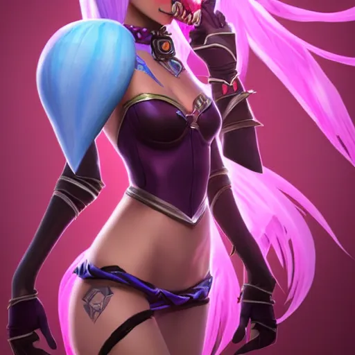 Image similar to Jinx from League of Legends, by Fortiche Studio, by Riot Games, Arcane from Netflix, unreal engine hauntingly beautiful character art,fine details, realistic shaded, fine-face, pretty face