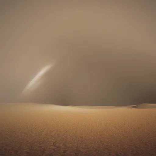 Prompt: beeple art of a sandstorm approaching in a desert