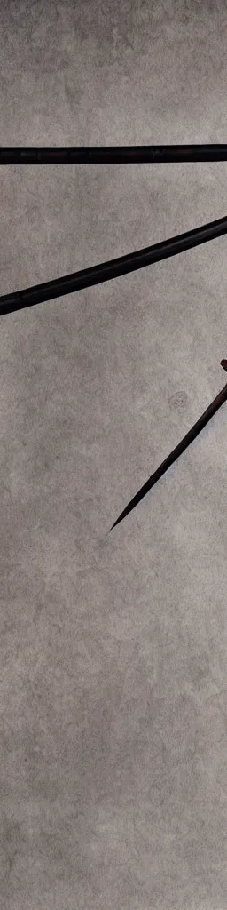 Image similar to single wooden long straight thin ninja fighting staff with oriental ornaments, weapon, highlight, vertical, centred, highly symmetric, sci - fi, fantasy, japan, dnd, close shot, bright uniform background, directional lighting, digital art, hyperrealism, award winning, 8 k