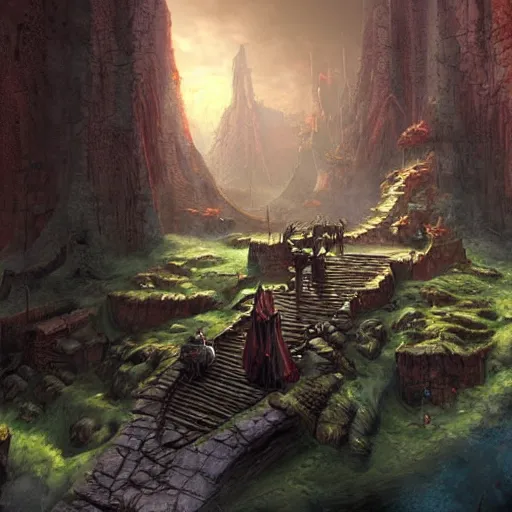 Image similar to epic fantasy scene inspired by Marc Simonetti