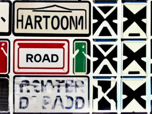 Image similar to a room full of road signs