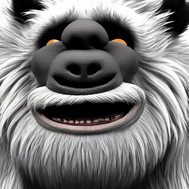 Image similar to perfectly centered close up portrait of happy hairy monster, candid photography, by anne stokes, highly detailed, unreal engine 5