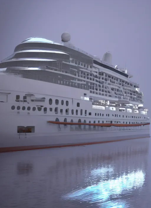 Image similar to silver cruise ship struck by lightning unreal 5, DAZ, hyperrealistic, octane render, dynamic lighting