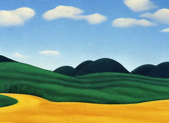 Image similar to painterly minimal endless bland pale bleached sloping wheat farmland by from mulan ( 1 9 9 7 )