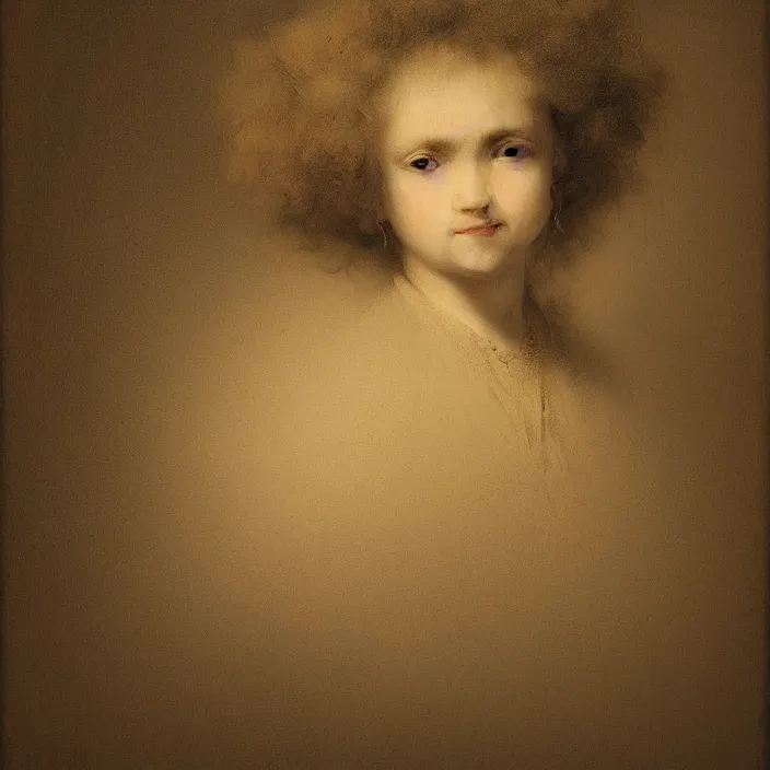 Prompt: Girl portrait. By Rembrandt painting (1667), fractal flame, highly detailded
