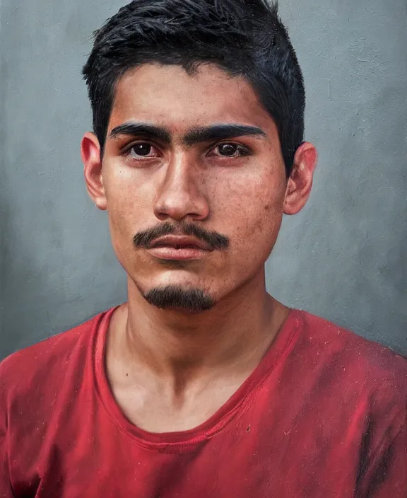 Image similar to heroic portrait of a young mexican man. art by denys tsiperko and bogdan rezunenko, hyperrealism