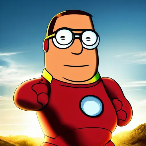 Image similar to peter griffin as ironman, 4 k, high detail, high - resolution photograph, professional photography, ultra - detail