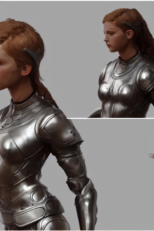 Image similar to а highly detailed sculpt of athletic girl in armor, concept design, cinematic light, featured on artstation, octane render, path tracing, sharp focus, 4 k.