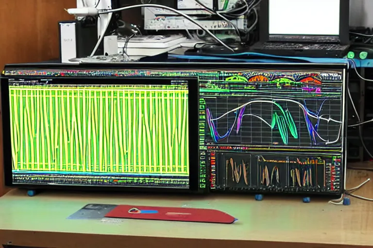 Image similar to an oscilloscope shaking a sound wave, wiggling a weasel, a stoat sinusoid spectacle : the wiggle and the wave