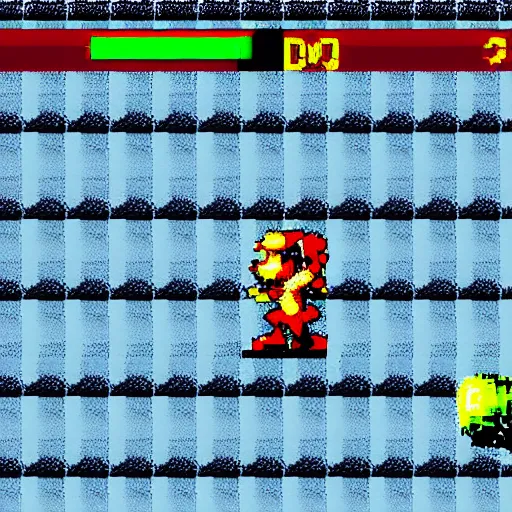 Prompt: an invisible enemy as a final boss. SNES platform game, overload, low contrast,