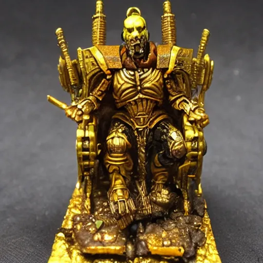 Prompt: the emperor on his golden throne. 4 0 k. body horror.