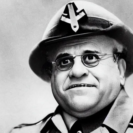 Image similar to portrait photograph of Danny DeVito as a WW2 Nazi Germany general