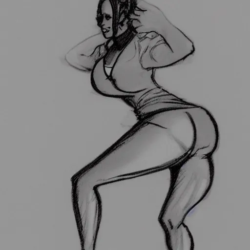 Image similar to milt kahl sketch of thick cuban girl wearing black yoga pants