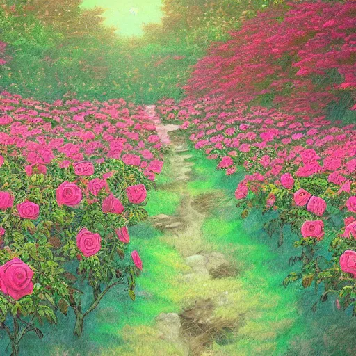 Prompt: pixiv scenery art of a rose forest