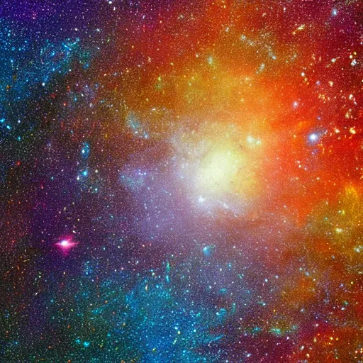 Image similar to a colorful galaxy in empty space