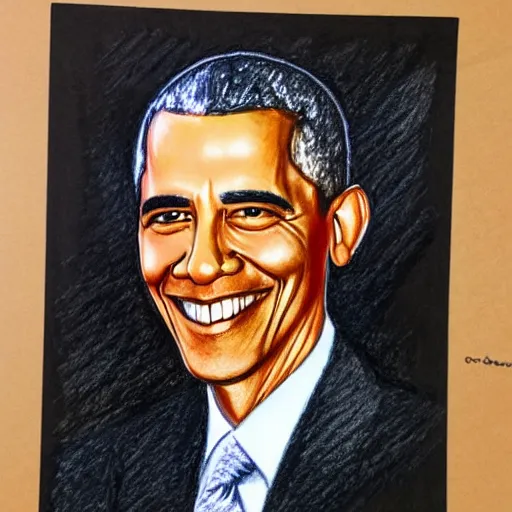 Prompt: crayon drawing portrait of barack obama, high detail