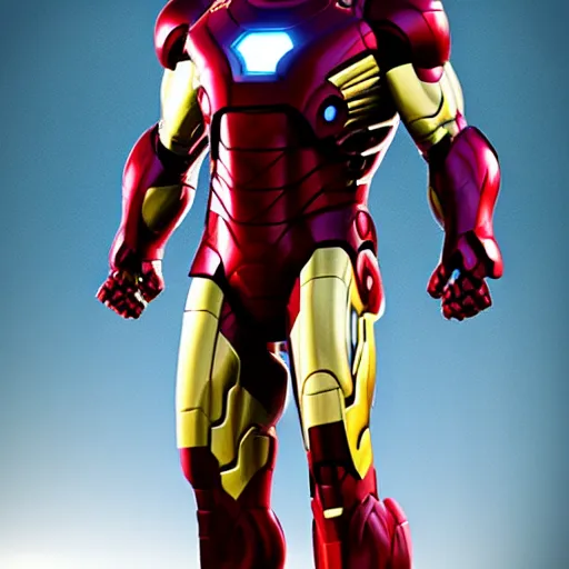 Image similar to arnold schwarzenegger as iron man, cinematic lighting, photorealistic