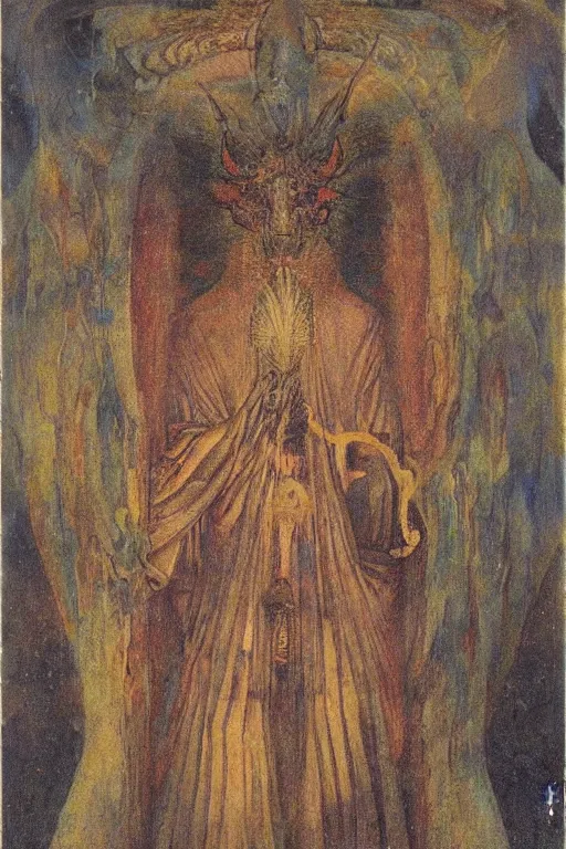 Prompt: strange deity, mikalojus konstantinas ciurlionis