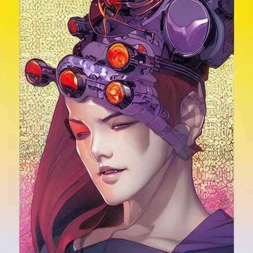 Image similar to the borg queen perfect coloring, low saturation, epic composition, masterpiece, bold complimentary colors. stunning masterfully illustrated by artgerm, range murata, alphonse mucha, katsuhiro otomo