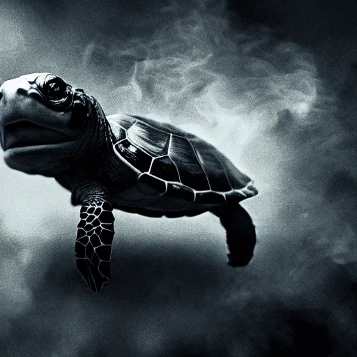 Prompt: danny devito turtle rage, 8 k, professional photography, cinematic shot, dark, smoke, mist