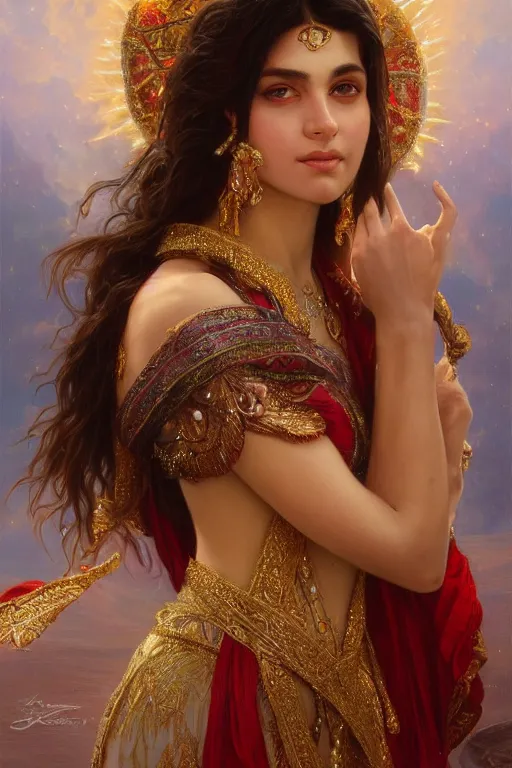 Prompt: ashtar sheeram portrait, detailed, 8 k, trending on artstation, smooth, sharp focus artwork by mark arian, artgerm, mark keathley, greg rutkowski and alphonse mucha