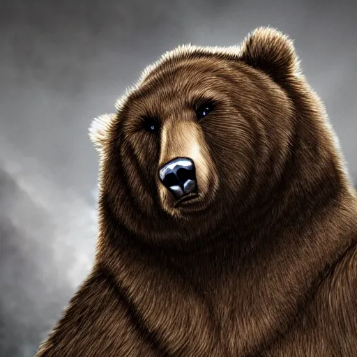 Image similar to an anthropomorphic bear creature standing menacingly, highly detailed digital art