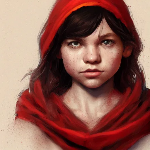 Image similar to halfling female portrait, red scarf, hatched ear, golden earring, white background, by horace hsu, tony sart, miles johnston, highly detailed, digital illustration, concept art, trending on artstation