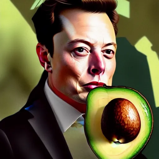 Prompt: avocado, bone in the form of the head of elon musk, elegant, highly detailed, my rendition, digital painting, artstation, concept art, smooth, sharp focus, illustration, art by artgerm and greg rutkowski and alphonse mucha and uang guangjian and gil elvgren and sachin teng