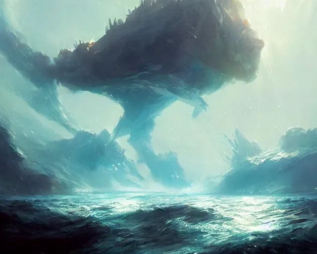 Prompt: An underwater seascape by Greg Rutkowski trending on Artstation