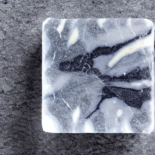 Prompt: a marble embedded inside a block of ice