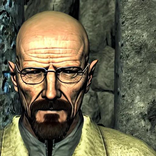 Prompt: walter white heisenberg in skyrim,