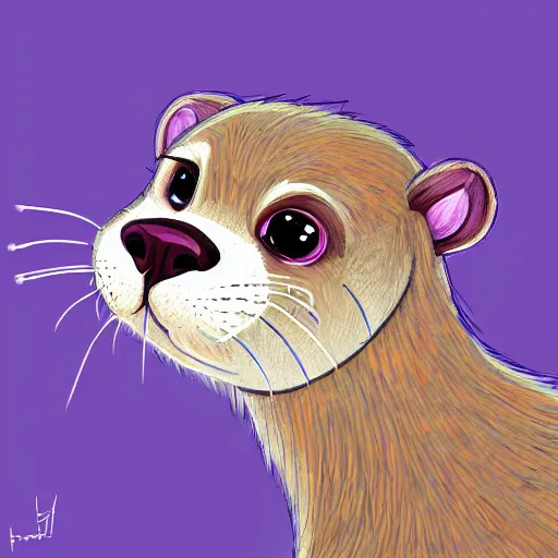 Prompt: a cute, well - drawn, professionally painted anthropomorphic purple otter, furry fandom, furaffinity, digital painting, digital art, detailed, high - resolution