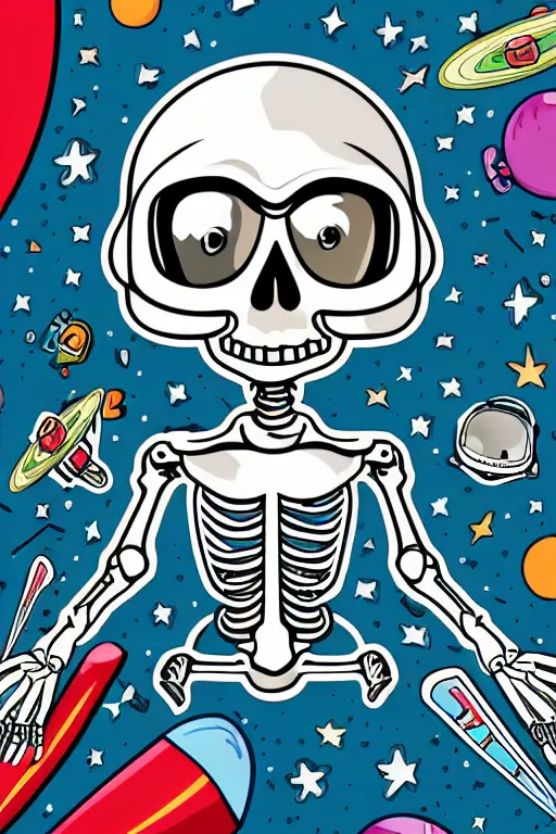 Image similar to A portrait of a skeleton as an astronaut, sticker, colorful, illustration, highly detailed, smooth and clean vector curves, no jagged lines, vector art, smooth