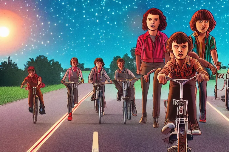 Prompt: film still from stranger things 5, an animated cartoon by walt disney