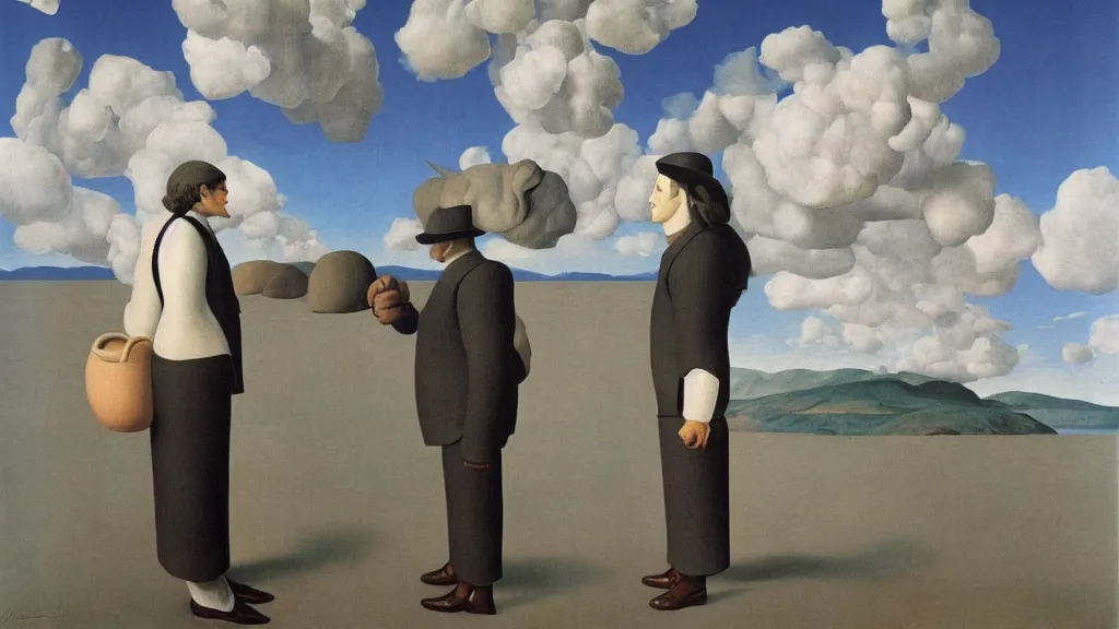 Image similar to the travels of Gulliver by Magritte
